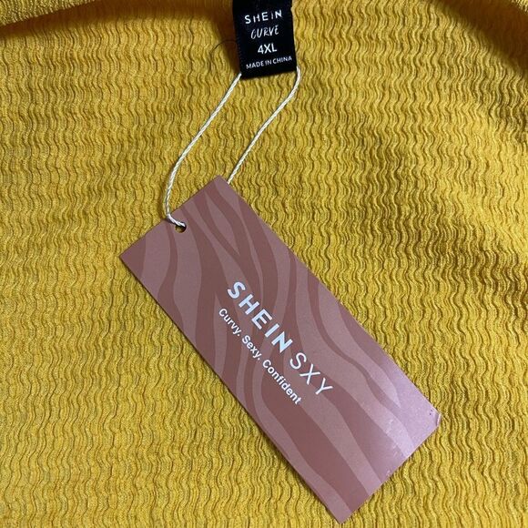 NWT SHEIN SXY Curve Yellow Rib stretchy cut out back sleeveless maxi dress SZ4XL - Picture 10 of 12